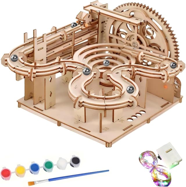 Detalle de 3D Wooden Puzzles Hand Cranked Marble Run 🧩