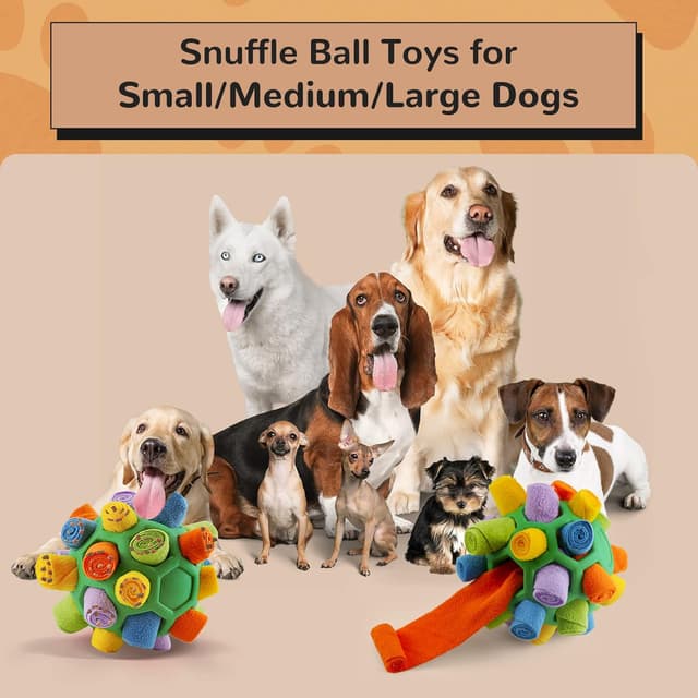 Detalle de Larimuer Schnüffelball für Hunde – tragbares Schnüffelspielzeug im Schnüffelteppich-Format (Grün & Regenbogen)