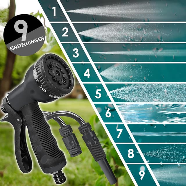 Detalle de KESSER® automatische Schlauchtrommel 20 m inkl. Multi-Handbrause (9 Modi), 180° schwenkbar – Wand-Schlauchbox in Anthrazit