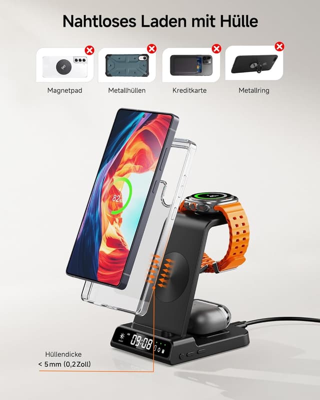Thumbnail 5 de Induktive Ladestation 3‑in‑1 für Samsung S25 Ultra