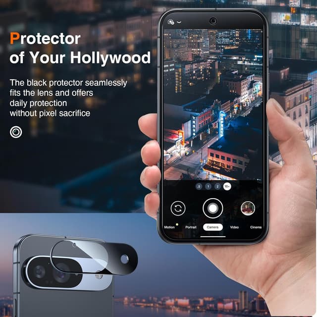 Detalle 2 de LK 2+2 Pack Screen Protector for Google Pixel 9 (2 tempered glass + 2 camera lens protectors)