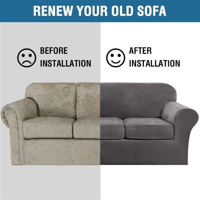 Thumbnail 5 de H.VERSAILTEX 4-Piece Velvet Sofa Covers