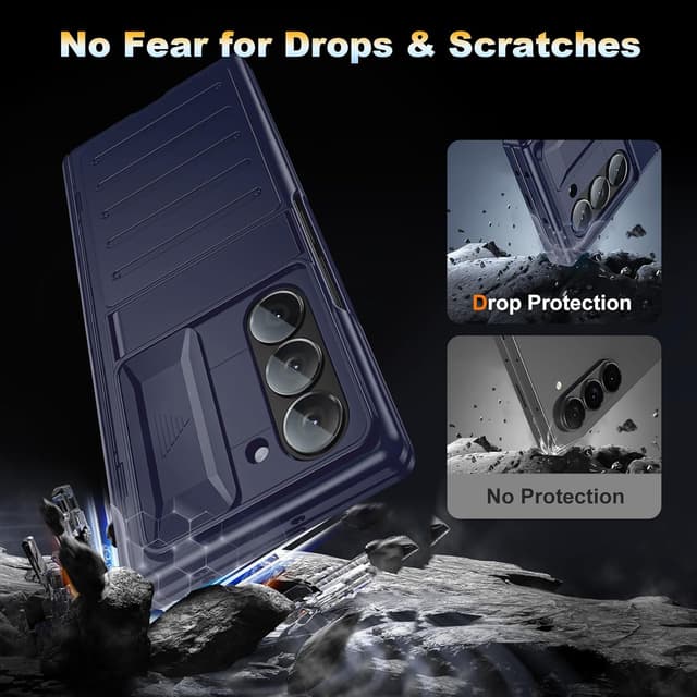 Detalle de for Samsung Galaxy Z Fold6 Slim Hinge Stand Case with Screen Protector (Blue)