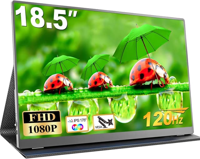 Detalle de MOMODS 18.5-inch Portable Monitor (120Hz, 1080P FHD, USB-C & Mini HDMI) with Smart Cover and VESA support