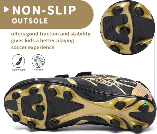 Detalle 2 de Hanani Kids FG/AG Football Boots (Unisex) – Black Gold, Size 13 Child (UK)