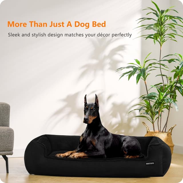 Detalle 2 de HMTOPE Hundebett / Hundesofa 120 x 90 cm, abnehmbar und waschbar, schwarz