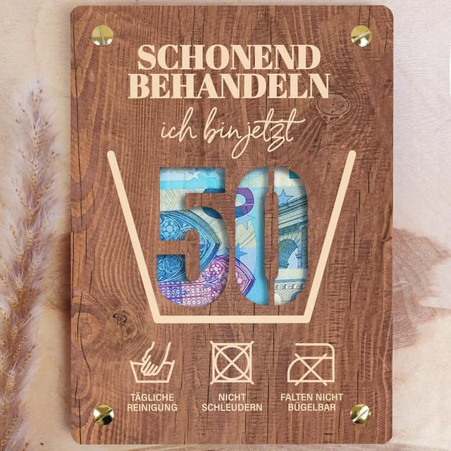 Thumbnail 4 de 50 Geburtstag Geschenk XL Geldkarte Holz