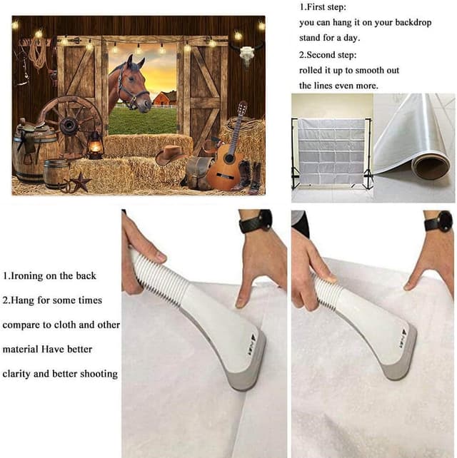 Thumbnail 6 de 8x6ft Western Cowboy Backdrop (Rodeo Horse Theme) – Polyester photo prop for barn, birthday & party décor