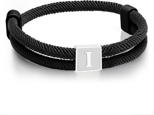 Detalle de Esmoly bracciale uomo con iniziale in corda intrecciata