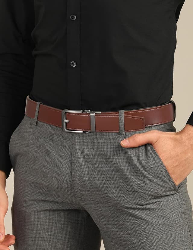 Detalle 2 de JUKMO 1,5“-Leder-Ratschengürtel (38 mm) für Herren in Geschenkbox