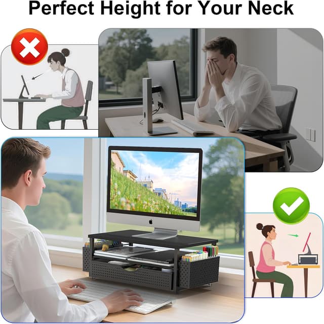 Thumbnail 2 de Spacrea Desk Organizer Monitor Stand with Drawer 🗄