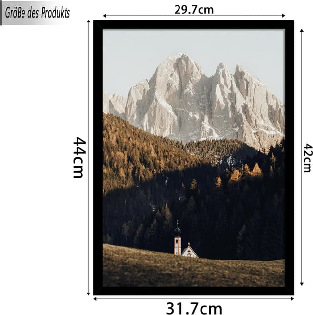 Detalle de Tinkeps 3er Pack A3 Bilderrahmen (29,7 x 42 cm) schwarz – Holzwerkstoff, Plexiglas-Ersatz und drehbare Rückwand