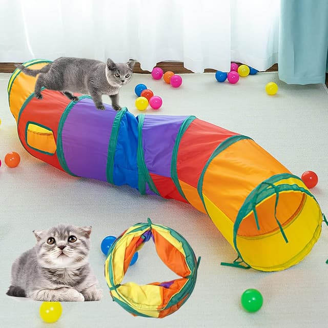 Imagen de Foldable Cat Tunnel Rainbow Play Tent en OfertitasTOP