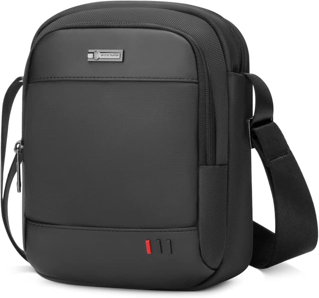 Detalle de BAIGIO sac bandoulière homme noir 24 x 20 x 9 cm : pratique pour travail, voyages et sport