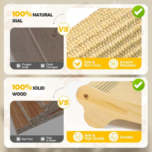 Detalle de DONWEI Sisal Cat Scratcher Bed, 60 x 37.5