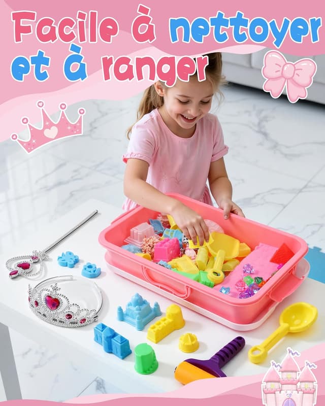 Detalle 1 de cycletour Coffret sable magique « Série Château » (1 kg de rose super sand) dès 3 ans