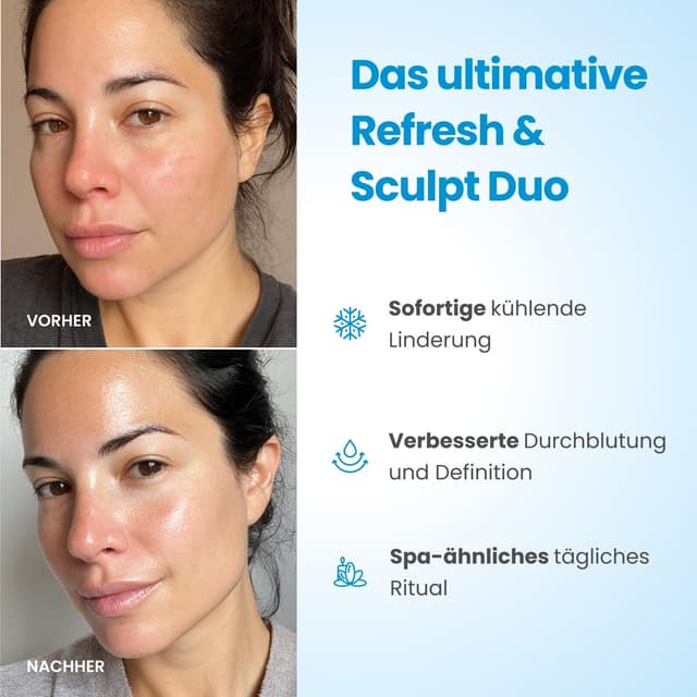 Detalle de PLANTIFIQUE Ice Roller & Gua Sha Edelstahl-Set für Gesichtsmassage – kühlender Beauty-Tool zur Lymphdrainage & Hautstraffung