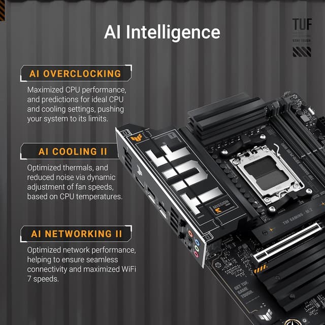 Detalle 2 de ASUS TUF Gaming X870-PLUS WiFi motherboard with Wi‑Fi 7