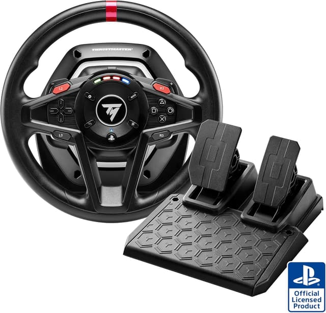 Detalle 2 de Thrustmaster T128 Racing Wheel (Hybrid Drive Force Feedback) with LED Shift Lights and T2PM Magnetic Pedals – for PS5, PS4 and PC