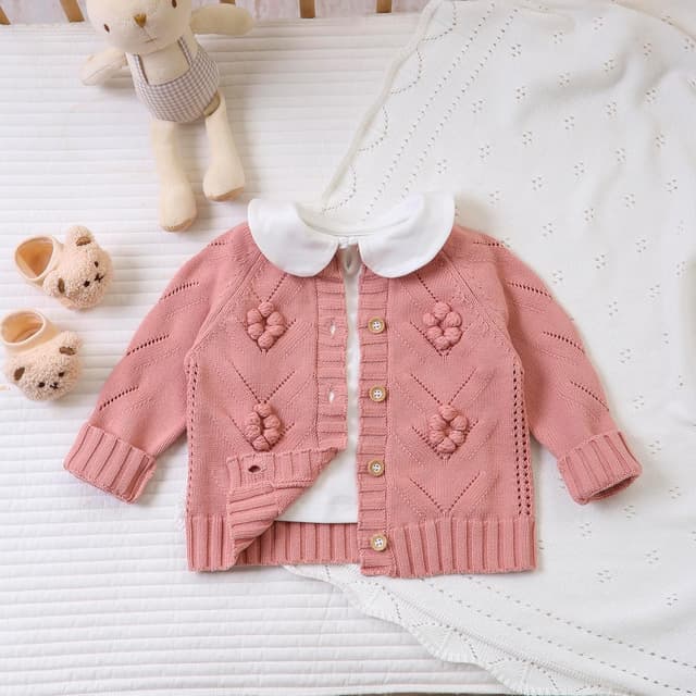 Detalle de Cotton baby cardigan with florals