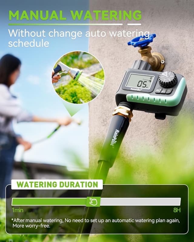Detalle de RAINPOINT Programmable Sprinkler Timer (1 Outlet) for Garden Hose with Rain Delay