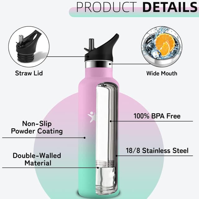 Detalle de Grsta borraccia termica 500 ml in acciaio inox doppio isolamento, senza BPA, con filtro e cannuccia