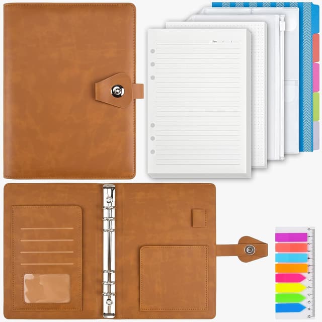 Thumbnail 6 de PU Leather A5 Ring Binder Notebook 200 Sheets