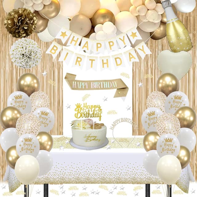 Detalle de Gold Birthday Decorations White and Gold party set 🎉