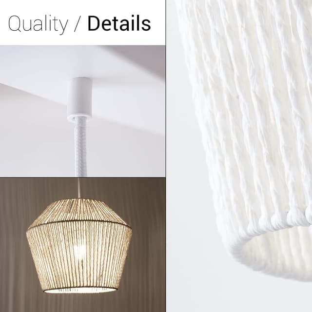 Thumbnail 6 de Suspension pour table à manger en osier et papier Paco Home (E27, blanc, Ø33 cm)