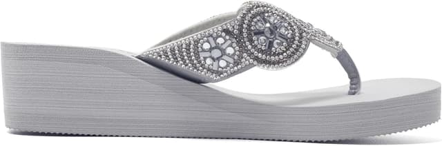 Detalle de JOMIX infradito da donna con zeppa e strass, ciabatte per casa, mare e piscina