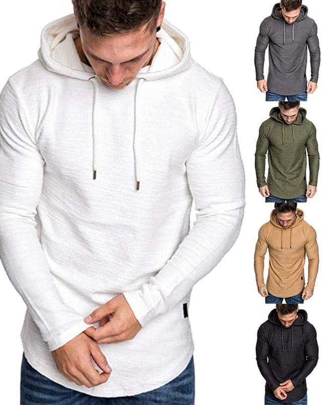 Thumbnail 1 de Lexiart Men’s Fashion Athletic Hoodie (Solid Color) Cotton-Blend Fleece Pullover
