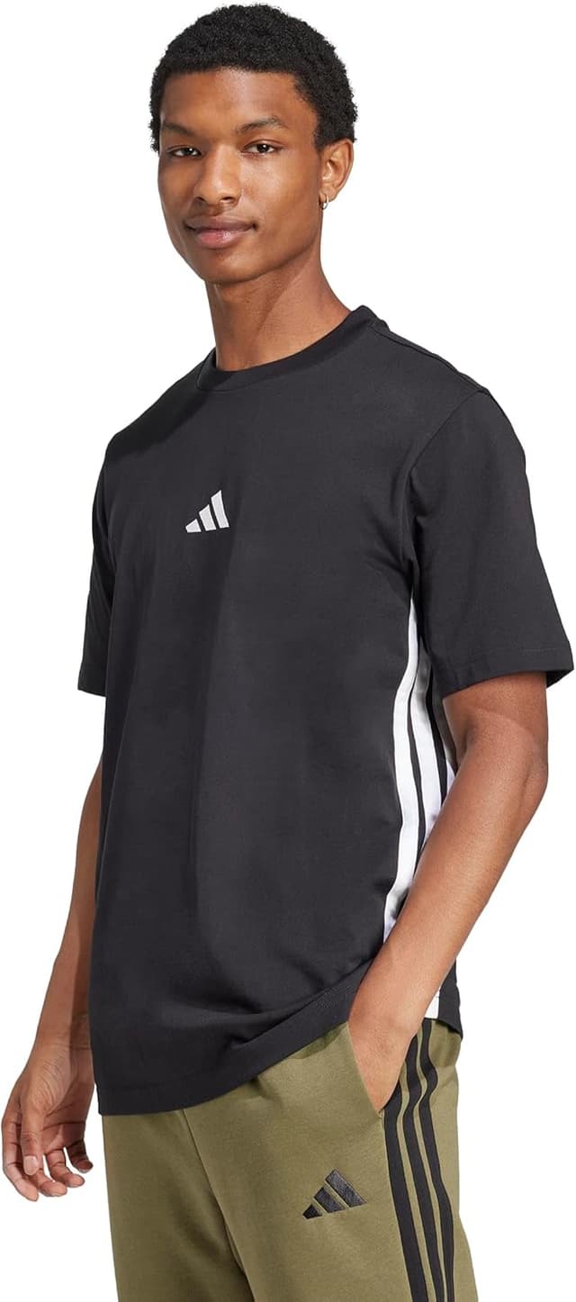 Detalle de adidas Uomo Essential Three Stripes camiseta negra talla M