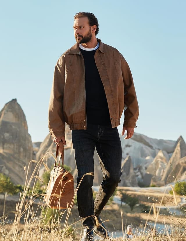 Detalle 2 de COOFANDY pull homme en maille fine col rond à manches longues (tricot doux, raglan)