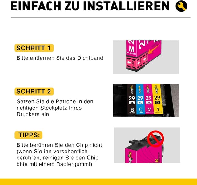 Detalle 2 de DOREINK 12er Value Pack 29XL Druckerpatronen kompatibel für Epson Expression Home (29XL Multipack)