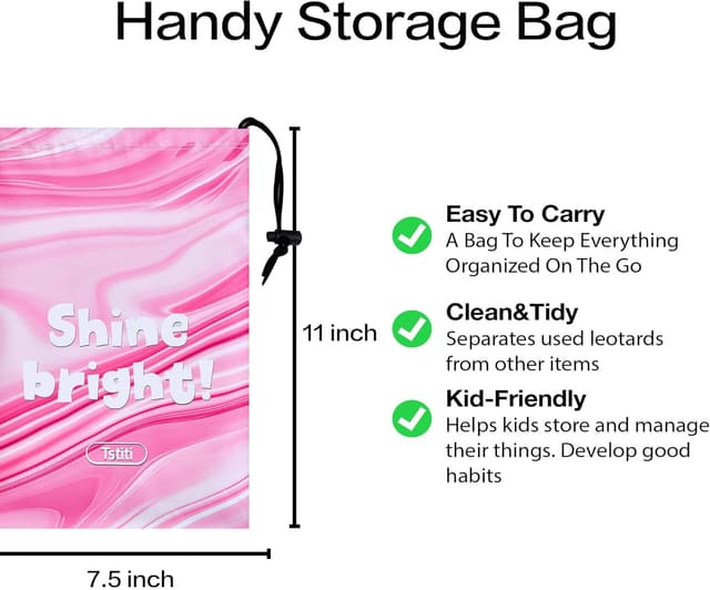 Detalle de Tstiti Gymnastics Girls Long Sleeve Leotards with Shorts & Drawstring Storage Bag (Ages 3–12)