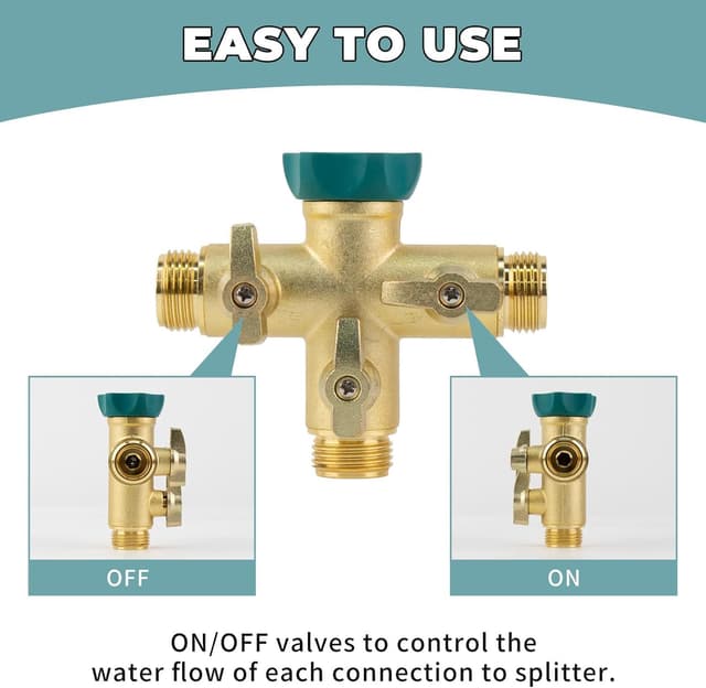 Detalle 2 de Hydrogarden Heavy Duty Metal 3 Way Garden Hose Splitter with Shut-Off Valves (3/4 inch)