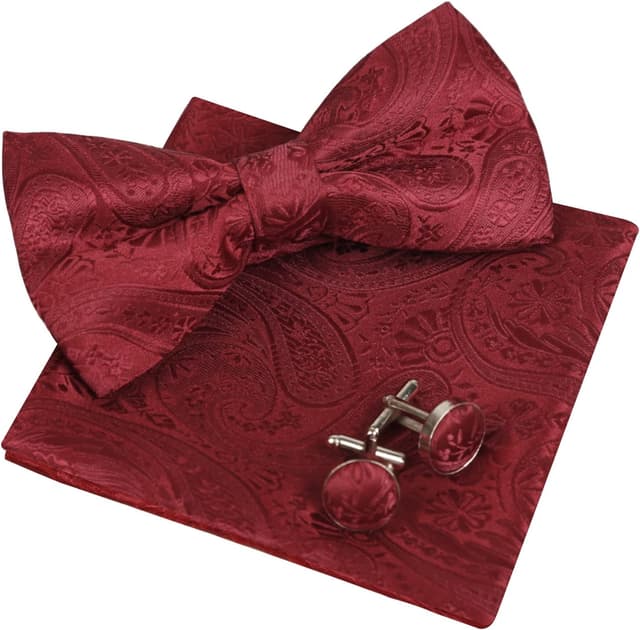 Detalle de Alizeal Mens Paisley Bow Tie Set