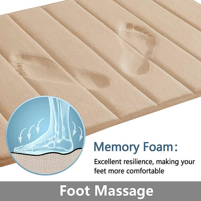 Detalle 2 de Smiry memory foam bath mat, 60 x 120 cm (extra soft, non-slip, machine-washable) – Beige