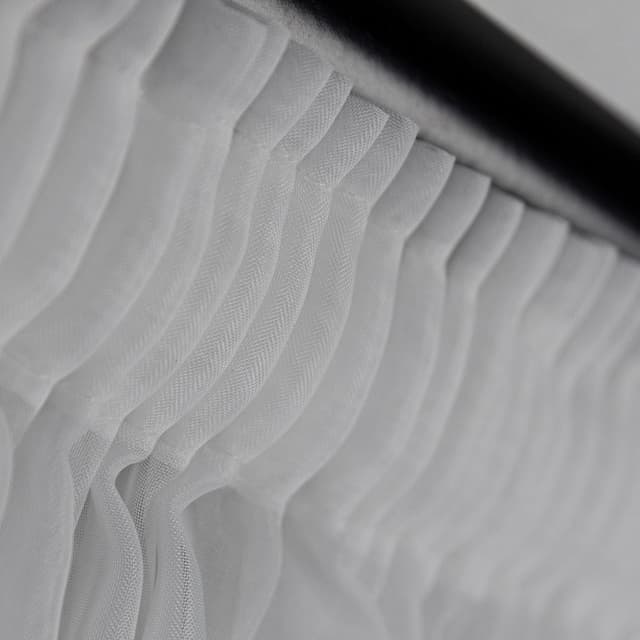 Detalle de Weiße Voile halbtransparente Vorhänge mit Kräuselband und Bleibandabschluss (230 x 200 cm)