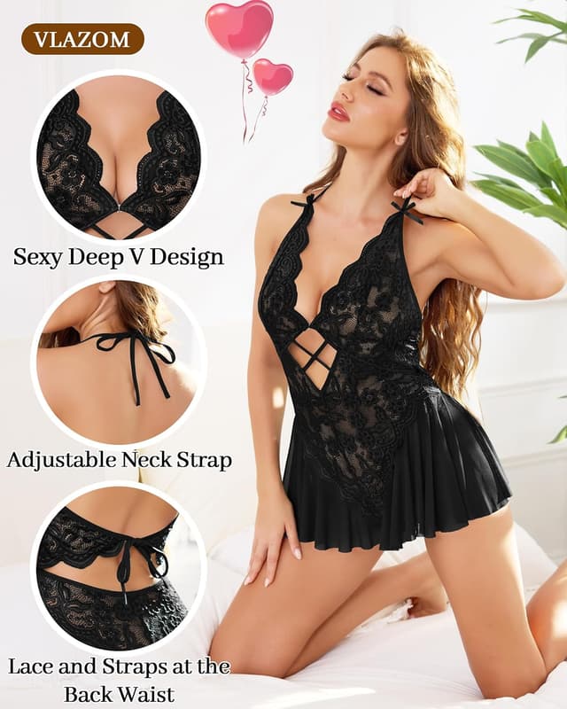 Thumbnail 2 de Vlazom Babydoll en dentelle sans bretelles