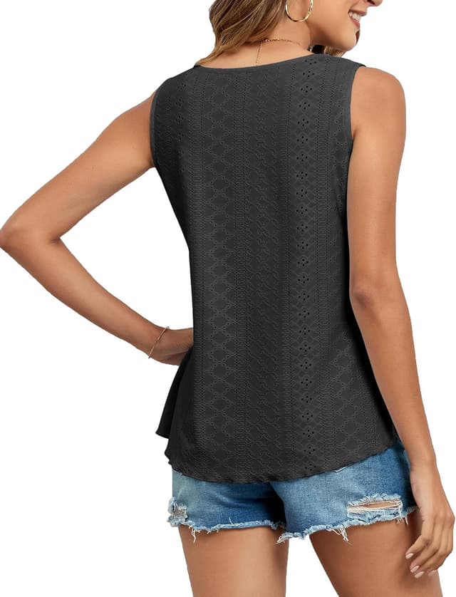 Detalle 2 de SENBATU débardeur femme col rond sans manches (tailles S à 2XL) – hauts basiques d’été