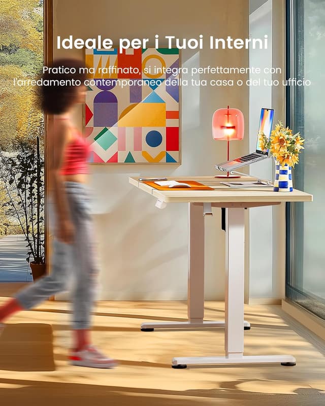 Detalle 2 de ErGear Scrivania regolabile in altezza con pannello smart e 4 memorie (120 x 60 cm, beige)