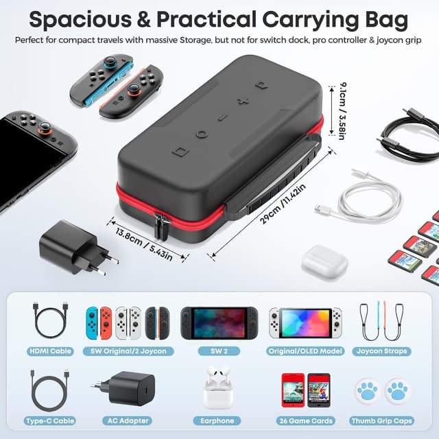 Detalle 2 de Tokluck Funda transporte Switch 26 ranuras 🔴