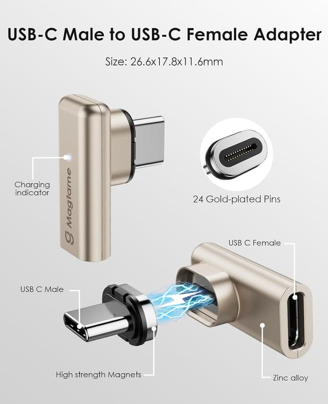 Detalle 2 de Magtame 240W USB‑C Magnet Adapter (90°) mit 40Gbps Datenübertragung und PD Schnellladung