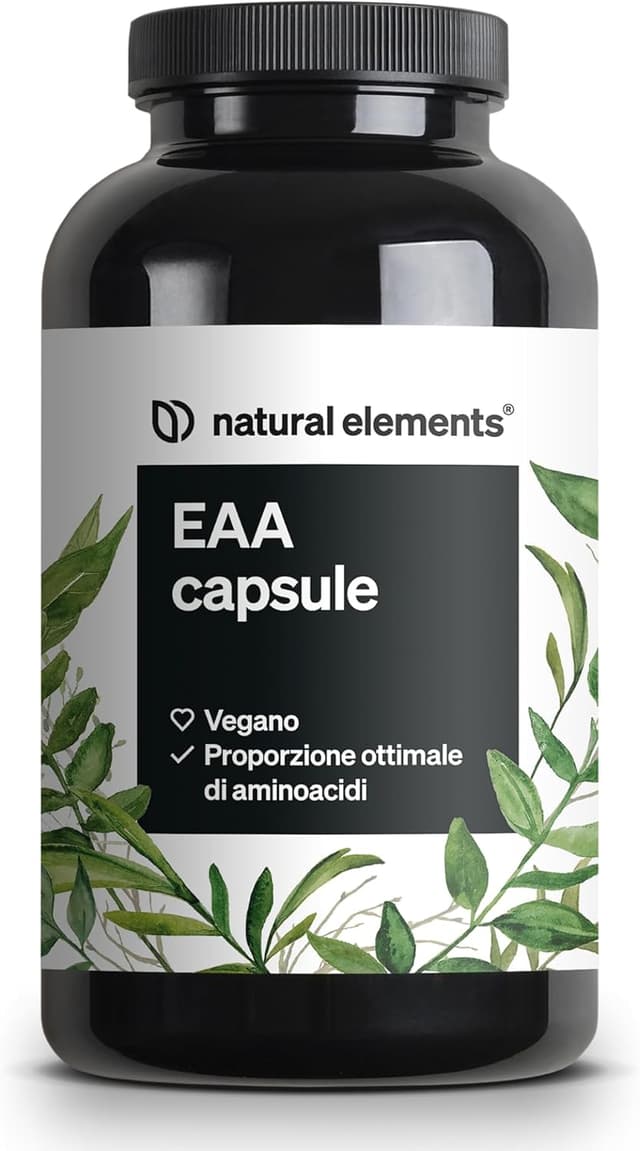 Detalle de Capsule EAA ad alto dosaggio Natural Elements – 300 capsule (vegane, senza additivi inutili)