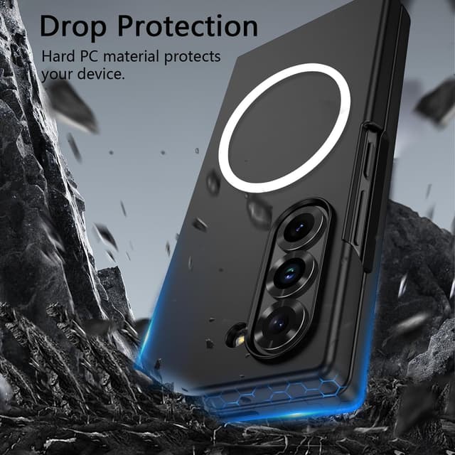 Detalle 2 de WEYNRBOX Magnetische Hülle für Samsung Galaxy Z Fold 7 mit Panzerglas & Kameraschutz (blau) – kompatibel mit MagSafe
