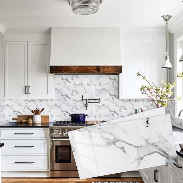 Imagen de Abyssaly Credence Adhesive Marbre Blanc 24 pcs 📐 en OfertitasTOP