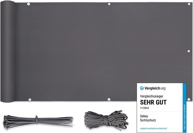 Detalle de Sekey copertura per balcone in poliestere con protezione privacy 100 x 600 cm, senza viti
