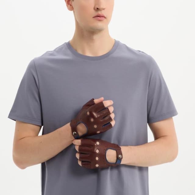 Thumbnail 2 de Hanotolo Men’s Fingerless Leather Driving Gloves