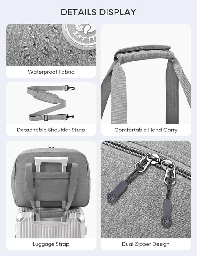 Detalle de BAGZY bagaglio a mano 40x30x20 Wizzair + borsone da viaggio 25L impermeabile, borsa ospedale e palestra